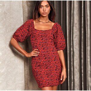 Free People Bodycon Knitted Mini Dress Sunset Pull-On Puff Sleeve A-Line XS